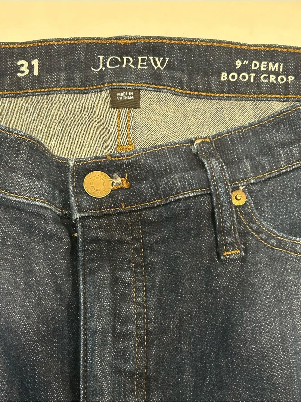 J.Crew Demi-Boot Crop Dark Indigo Raw Hem Denim Jeans Size 31